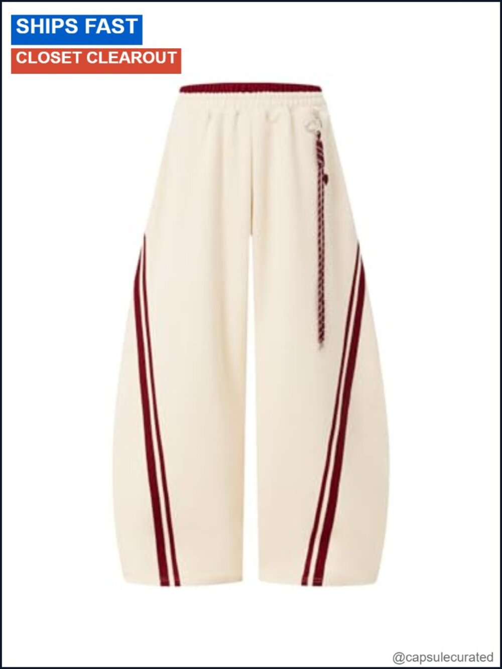 Baggy Barrel Sweatpants Elastic Double Waist Wide Leg Unisex Lounge Trouser